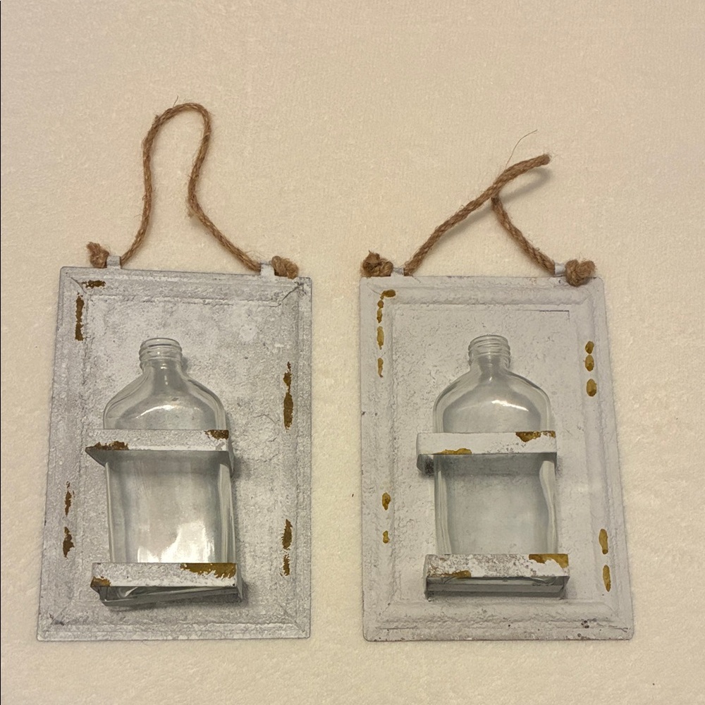 Set of two bud vase wall decor